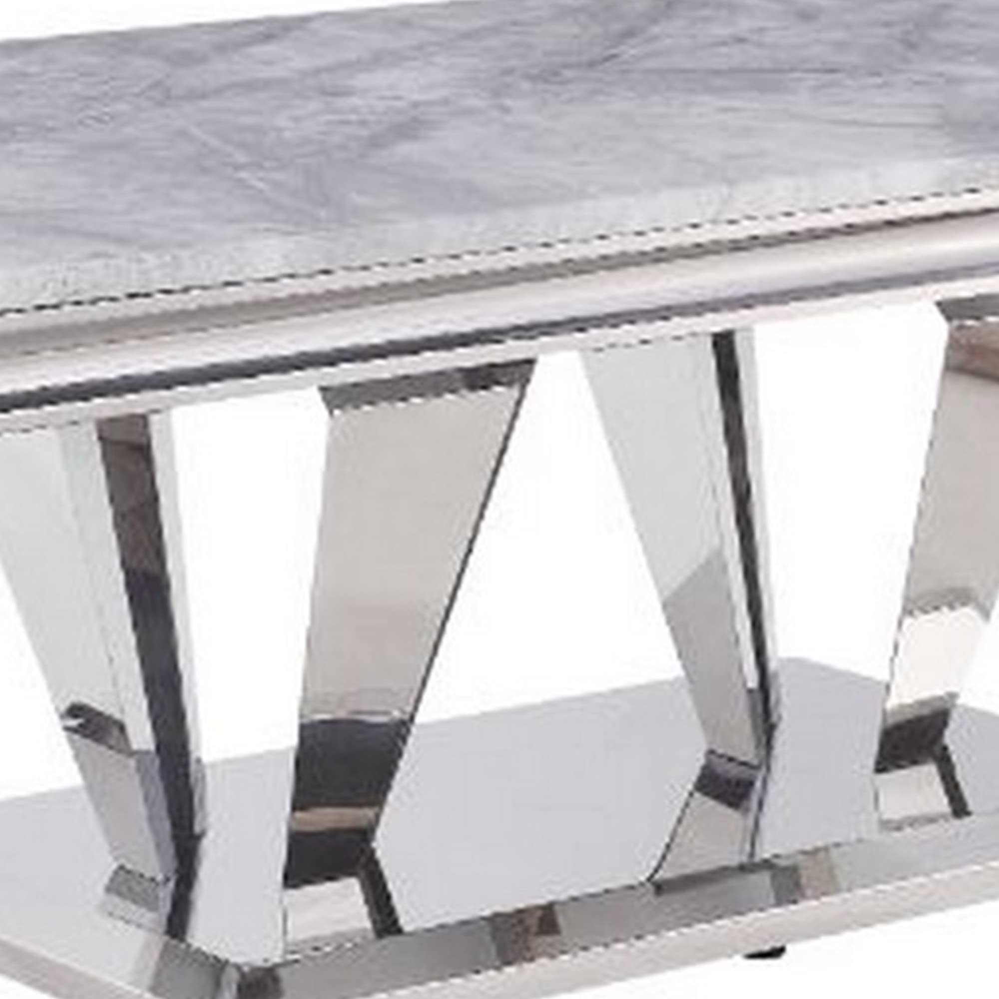 Benjara Modern Coffee Table with Faux Marble Top & Sturdy Steel Base in Silver - Perfect for Living Room, Lounge & Office Decor