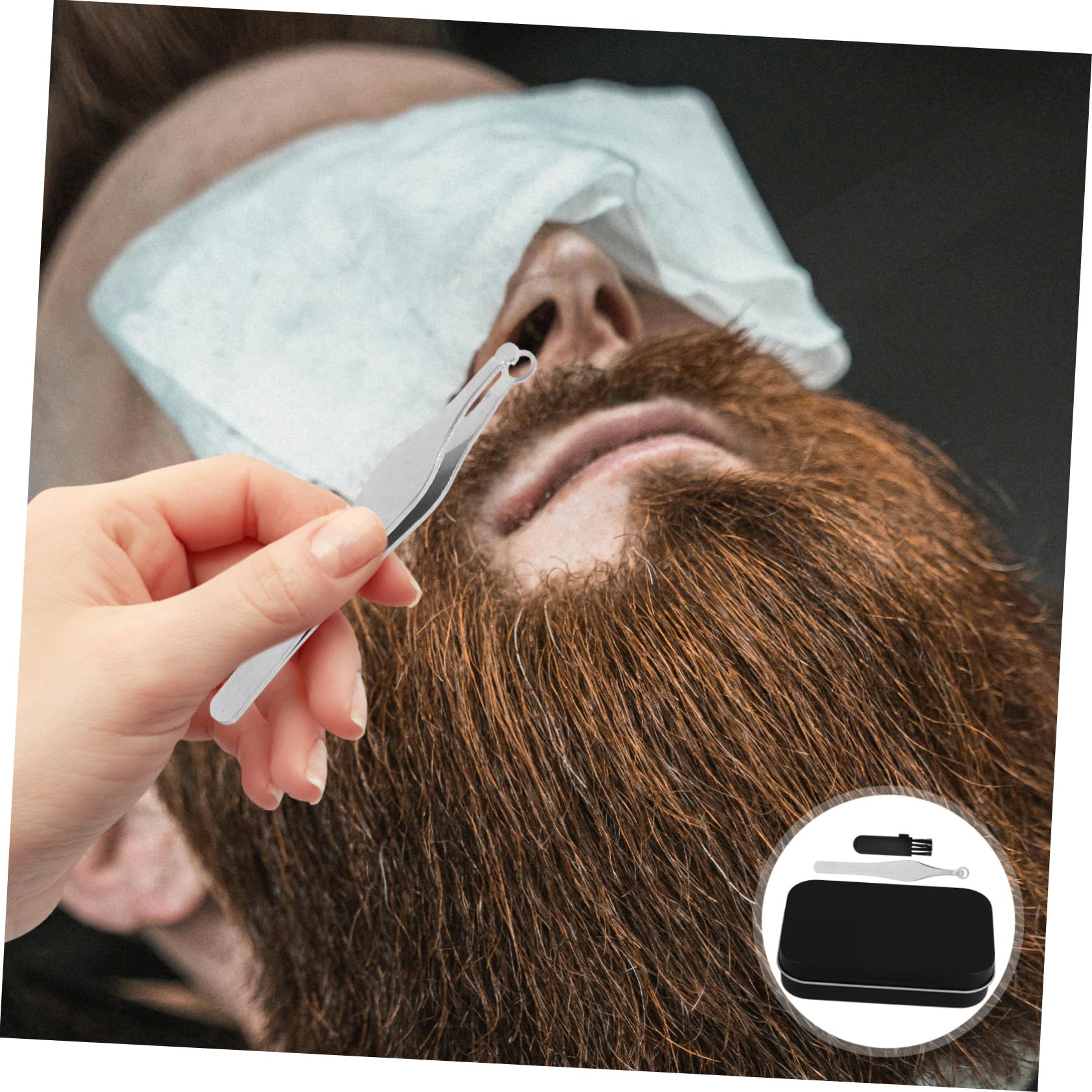 Mikinona Stainless Steel Nose Hair & Eyebrow Trimmer Scissors for Men - Precise Grooming Kit with Comb for Facial Hair, Ear Hair, and Beard Trimming - Perfect for Travel, Home, and Salon Use