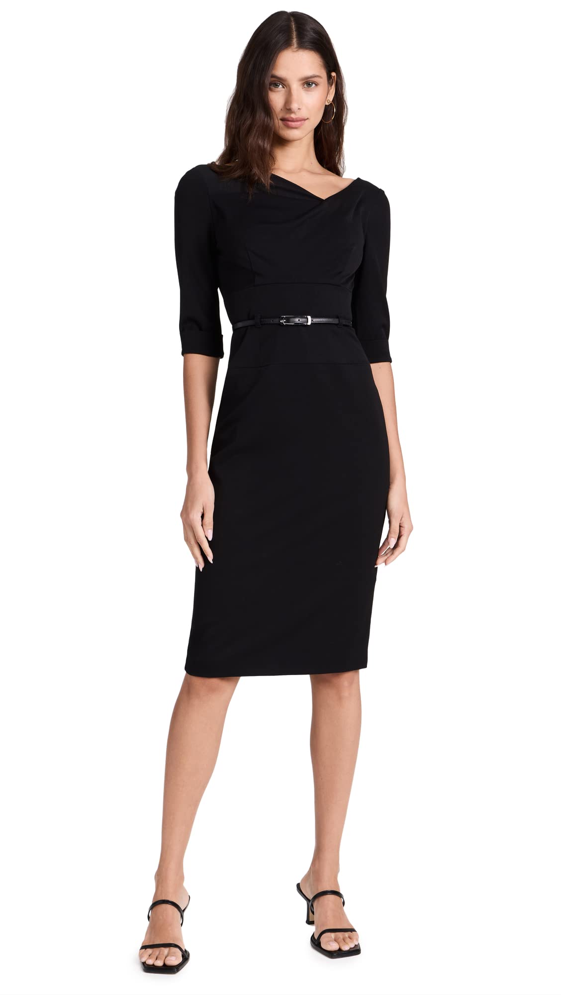Black Halo Women's 3/4 Sleeve Jackie O Dress - Elegant Cocktail & Evening Party Wear for Formal Occasions, Weddings & Office Events
