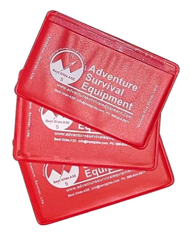 Credit Card Size Fresnel Lens Fire Starter and Magnifier Lenses (3 Pack - Red) - Perfect for Camping, Survival Kits, and Outdoor Adventures