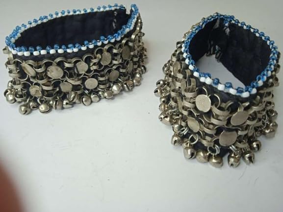 Handmade Tribal Kuchi Anklet Pair with Silver Bells - Boho Ethnic Ankle Bracelet for Women - Perfect for Festivals, Beach Parties & Boho Fashion Accessories