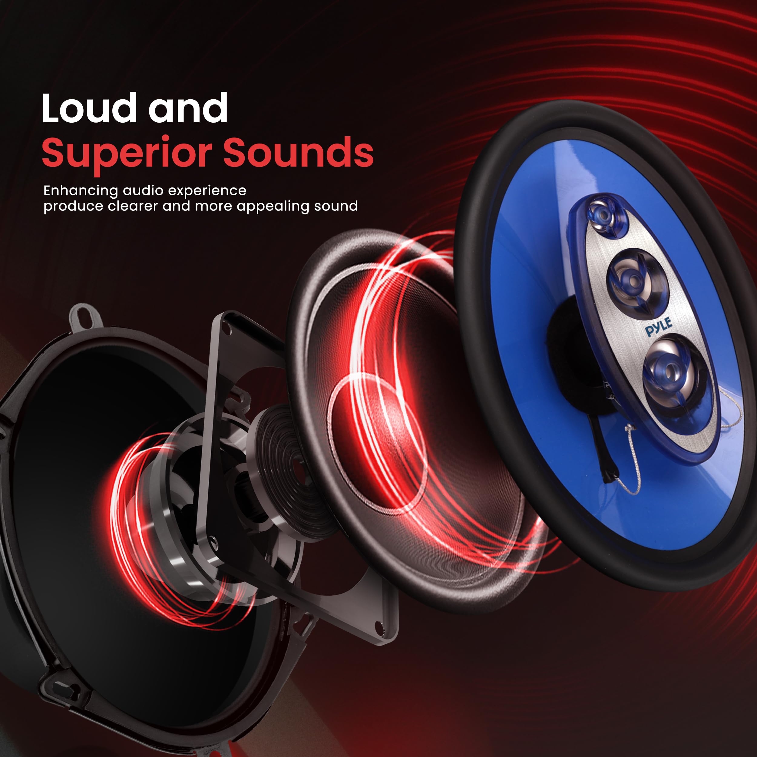 Pyle 6”x9” 4-Way Car Speakers (Pair) - 400W Upgraded Blue Poly Injection Cone, Non-Fatiguing Butyl Rubber Surround, 50-20KHz Frequency, 4 Ohm & 1.25” ASV Voice Coil - Perfect for Car Audio Upgrades, Truck Sound Systems & Enhanced Road Trip Music Experience
