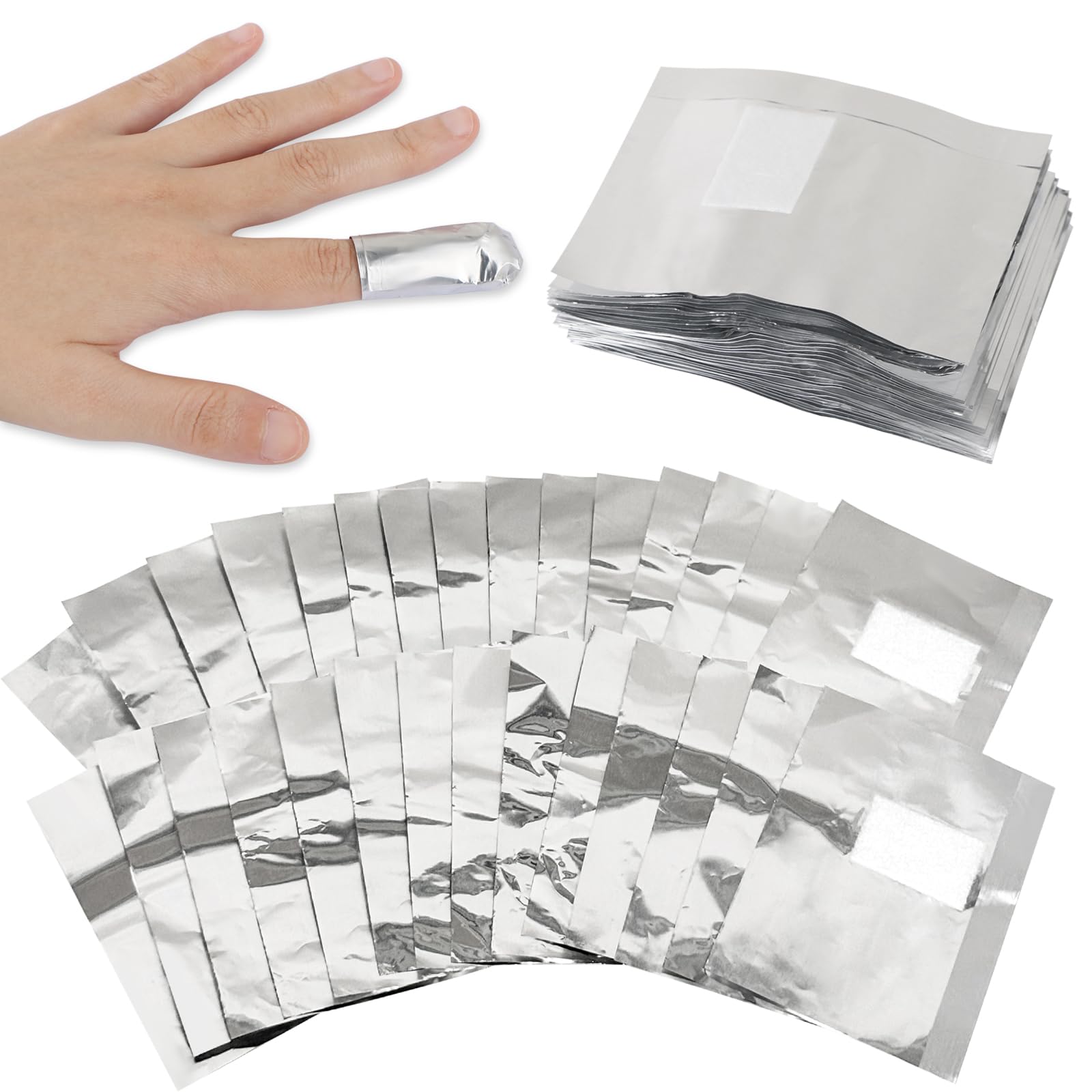100pcs Nail Foil Wraps with Cotton Pads - Gel & Acrylic Polish Remover for Salon & Home Use