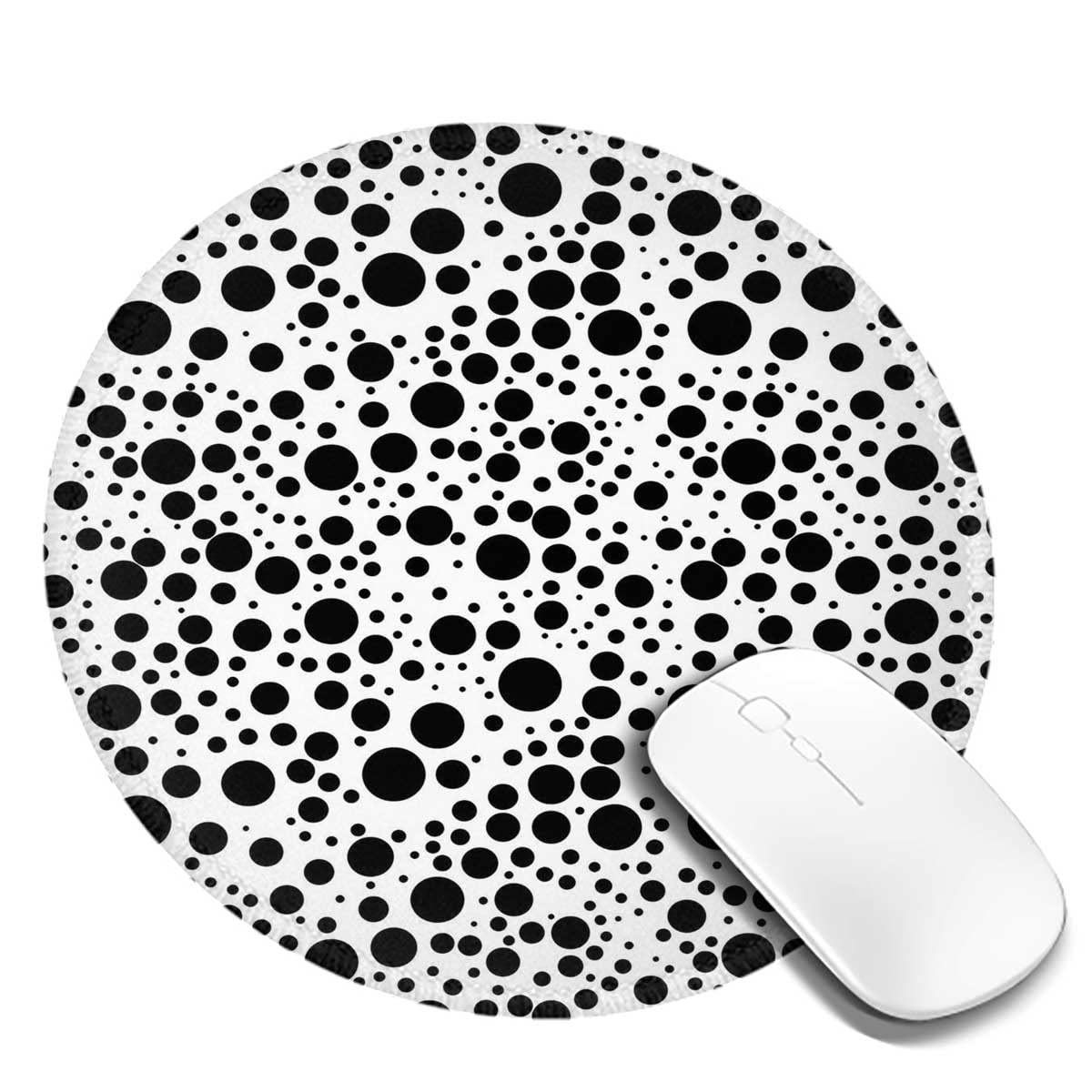 Round Non-Slip Mouse Pad for Wireless Mouse - Small Cute Desk Mat with Dots Pattern (7.9×7.9×0.12 inches) - Portable Home Office Accessories for Laptop, Gaming & Workstation Use