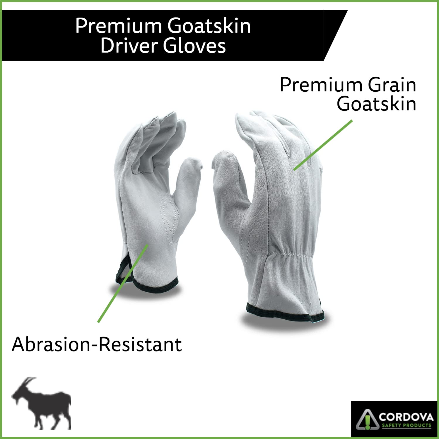 Premium Grain Goatskin Driver Gloves - Cordova 8500 Unlined with Shirred Elastic Back & Keystone Thumb - Light Gray (12-Pack, Small) - Perfect for Driving, Motorcycling & Outdoor Activities