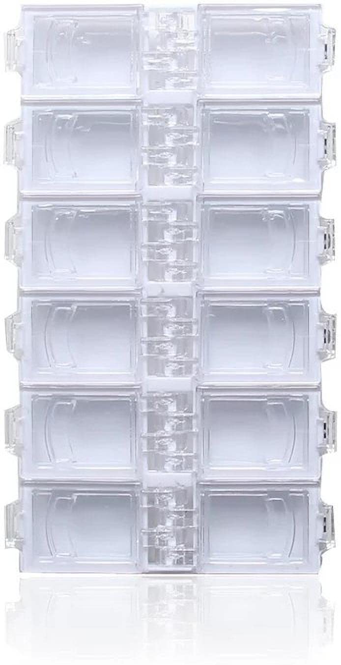 SHILLS Professional 12 Grid Clear Plastic Storage Box for Nail Art Rhinestones, Jewelry Beads & Small Accessories - Organizer for Salon, DIY Crafts & Home Use