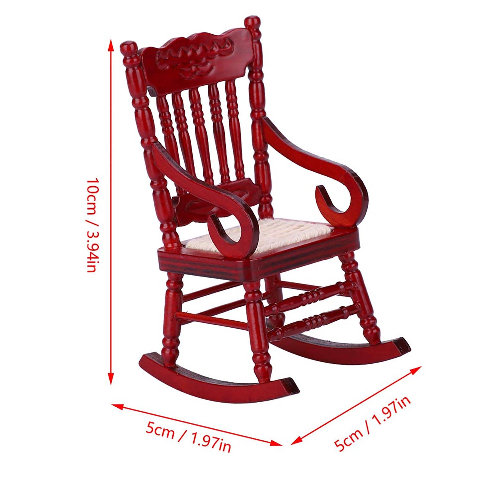 1:12 Scale Miniature Wooden Rocking Chairs - Set of 1 Dollhouse Furniture for Christmas Decor, DIY Doll Accessories & Model House Display | Perfect for Holiday Displays, Collectors & Miniature Enthusiasts