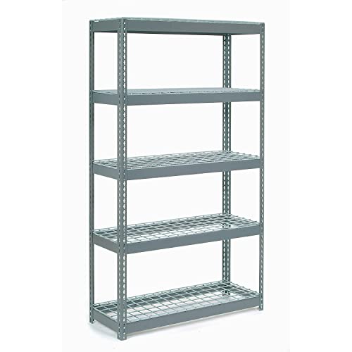 Heavy Duty Boltless Shelving Unit 48x18x84 Inches - 5-Tier Industrial Storage Rack with Wire Shelves for Warehouse, Garage & Home Organization