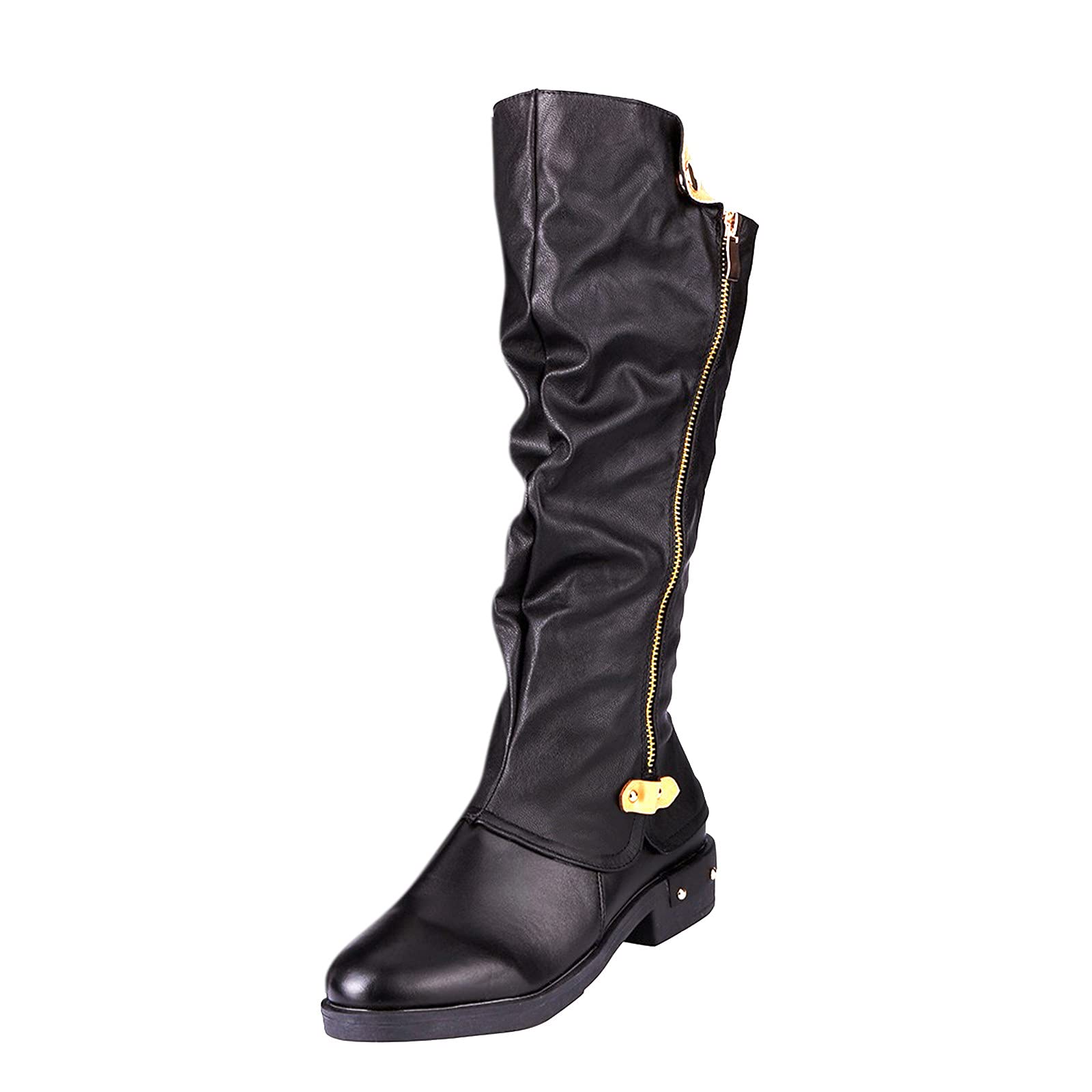 Stylish Women's Bamboo Store Casual Zipper Boots - Warm Fashion High Heel Ankle Boots for Winter, Black Short Boots for Women | Perfect for Office, Party & Daily Wear
