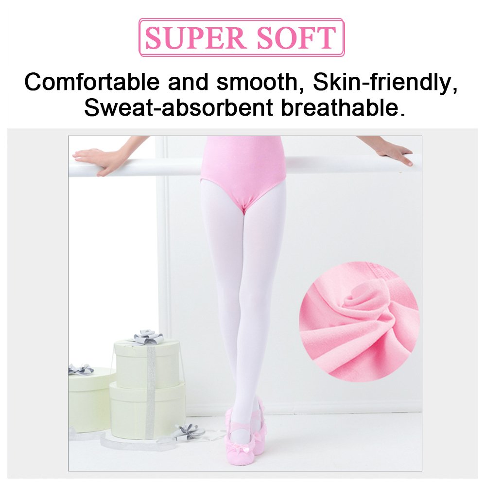 AIMILIA Ballet Tights for Girls - Toddler Dance Leggings with Feet - Soft Stretchy Ballet Pants for Kids - Perfect for Ballet Class, Recital & Dance Practice