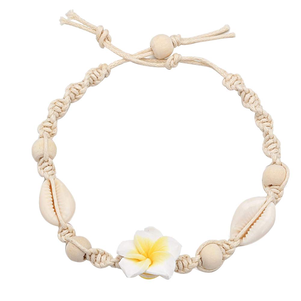 Bohemian Flower Sea Shell Beaded Anklet - Women's Barefoot Ankle Bracelet with Shell Charms for Girls | Perfect for Beach Vacations, Summer Festivals & Boho Fashion Accessories