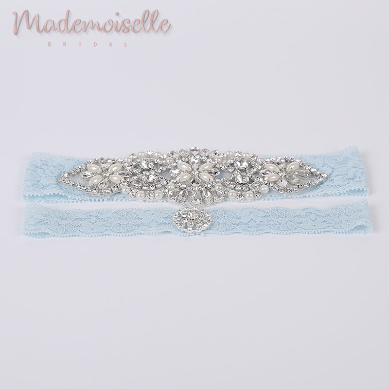 Elegant Something Blue Bridal Garter Set - Wedding Garter Belt for Bride, Lace Bridal Accessories - Perfect for 'Something Blue' Tradition, Bouquet Toss & Wedding Photography