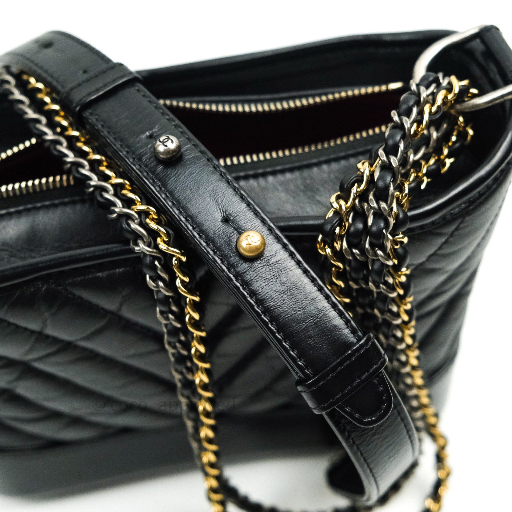 Chanel Small Gabrielle Hobo Bag in Black Calfskin with Chevron Pattern & Mixed Hardware - Luxury Crossbody Purse for Women, Perfect for Date Night & Evening Events