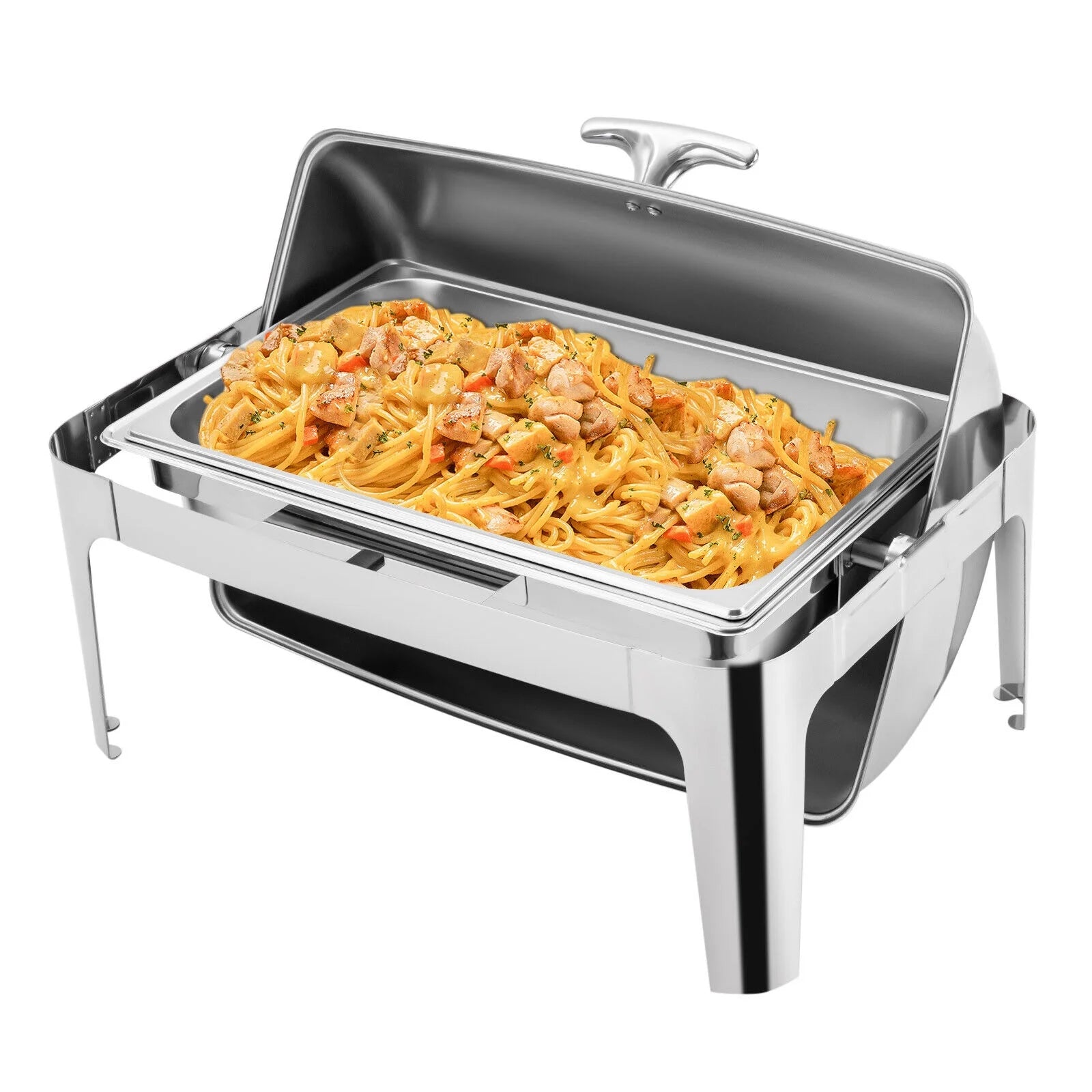 9.5QT Stainless Steel Roll Top Chafing Dish Buffet Pan Chafer Set - Rectangular Catering Food Warmer for Parties, Weddings & Buffet Service
