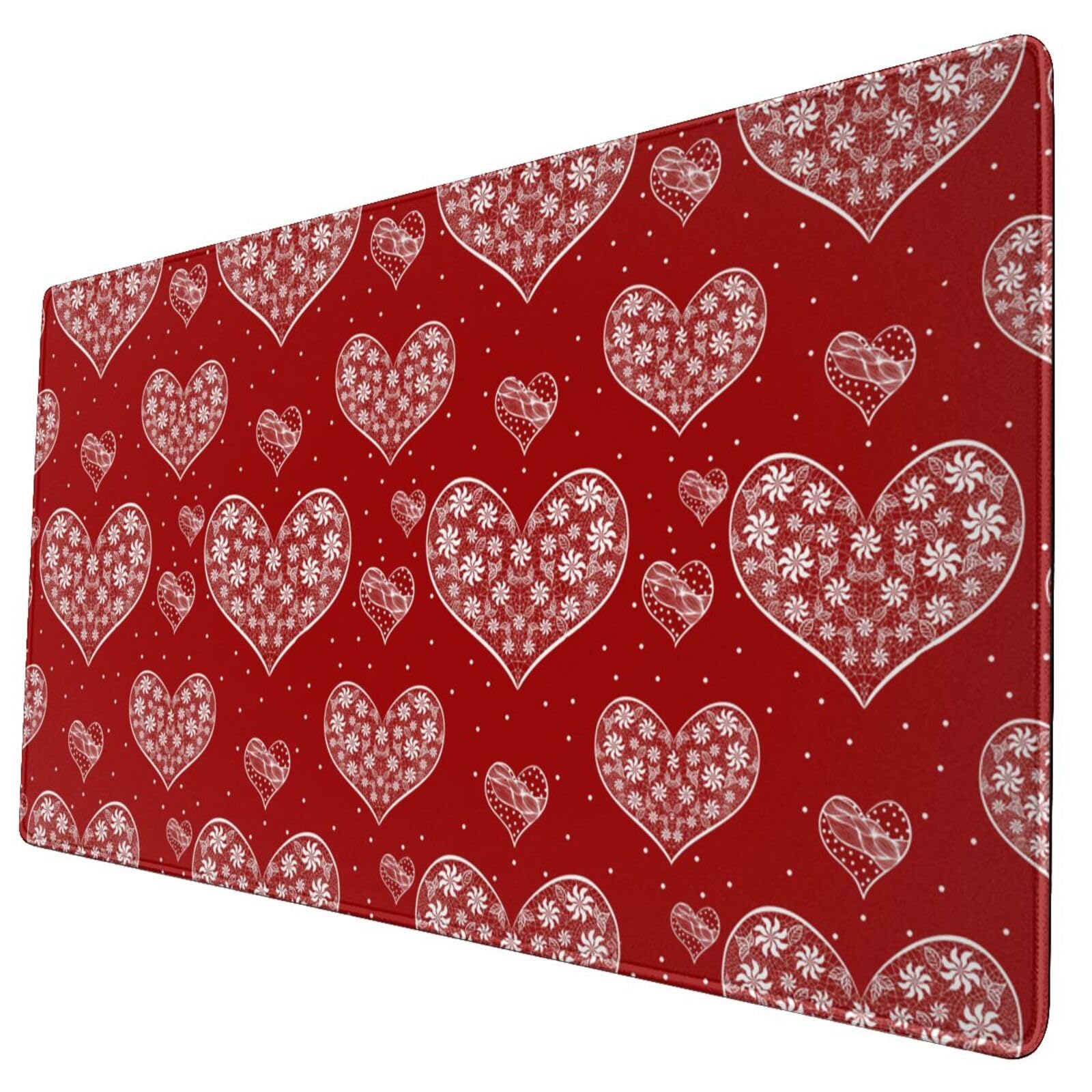 Romantic Heart Mouse Pad - Non-Slip Rubber Desk Pad for Gaming & Office Use - Extended Rectangle Mousepad for PC & Laptop (Perfect for Valentine's Day Gifts & Home Office Setup)