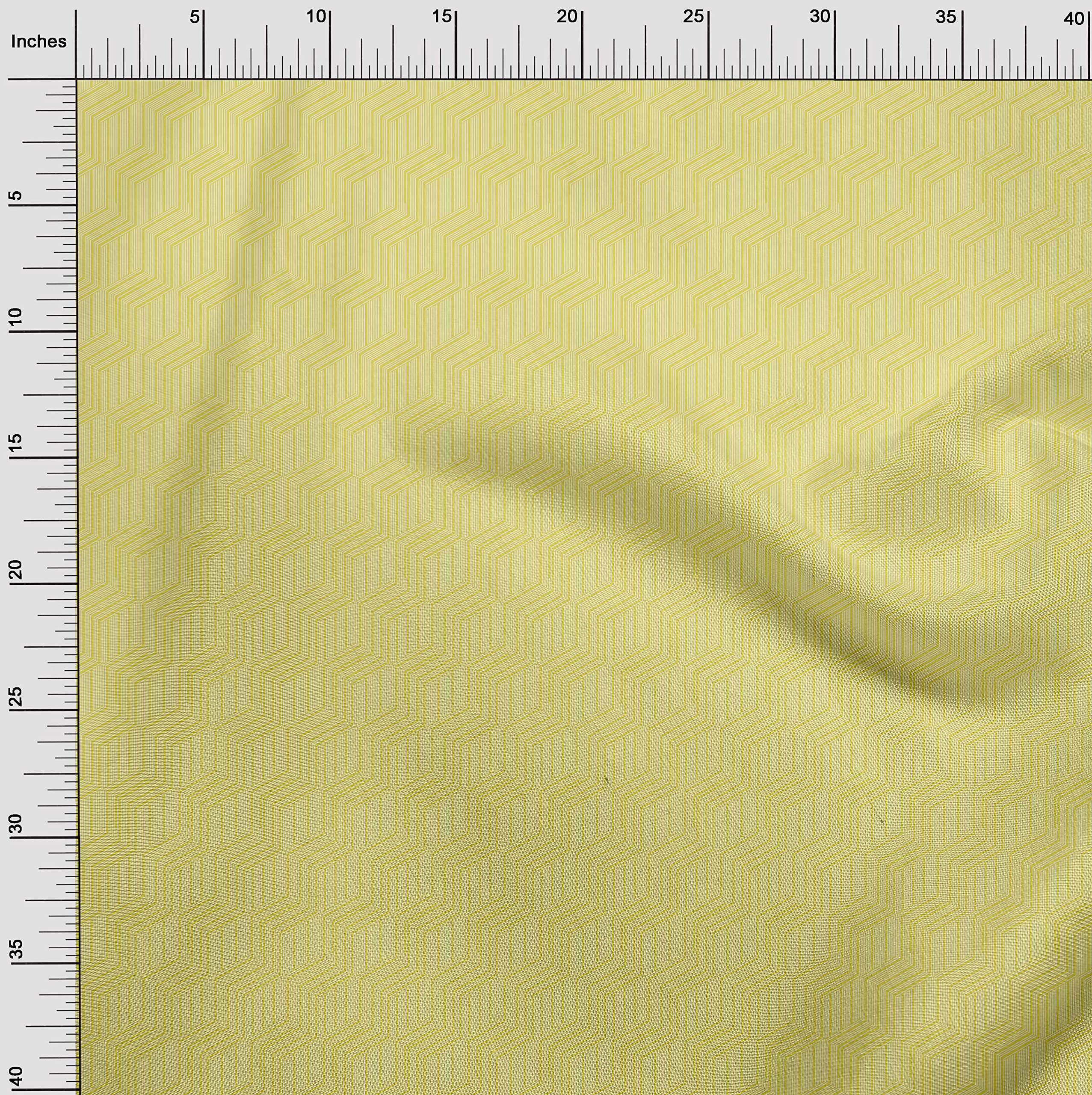 oneOone Silk Tabby Yellow Fabric - Abstract Stripe Printed Sewing Material by The Yard (42 Inch Wide) for DIY Clothing, Dresses, Scarves & Home Decor Projects