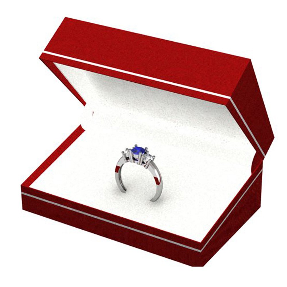 18K White Gold Round White Diamond & Blue Sapphire 3 Stone Engagement Ring for Women | Dazzlingrock Collection | Perfect for Proposals, Anniversaries & Special Occasions