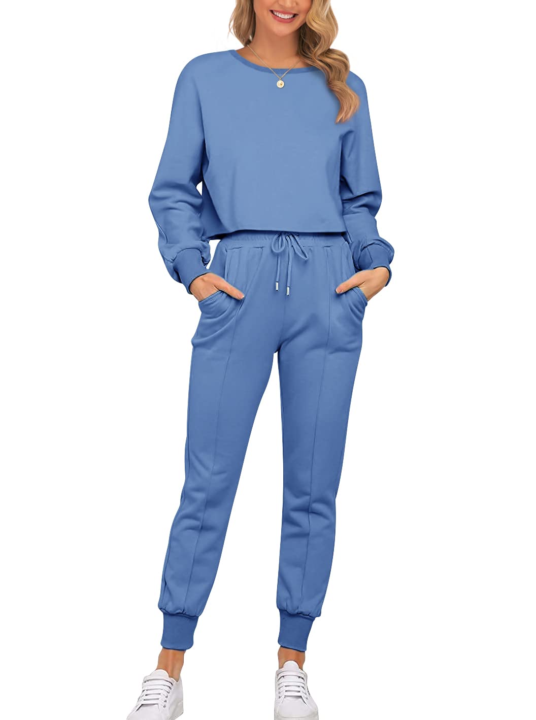 2-Piece Sweatsuit Set for Women - Cozy Long Sleeve Jogger Outfit with Pockets | Lounge Wear, Casual Athleisure, Home Comfort Outfits