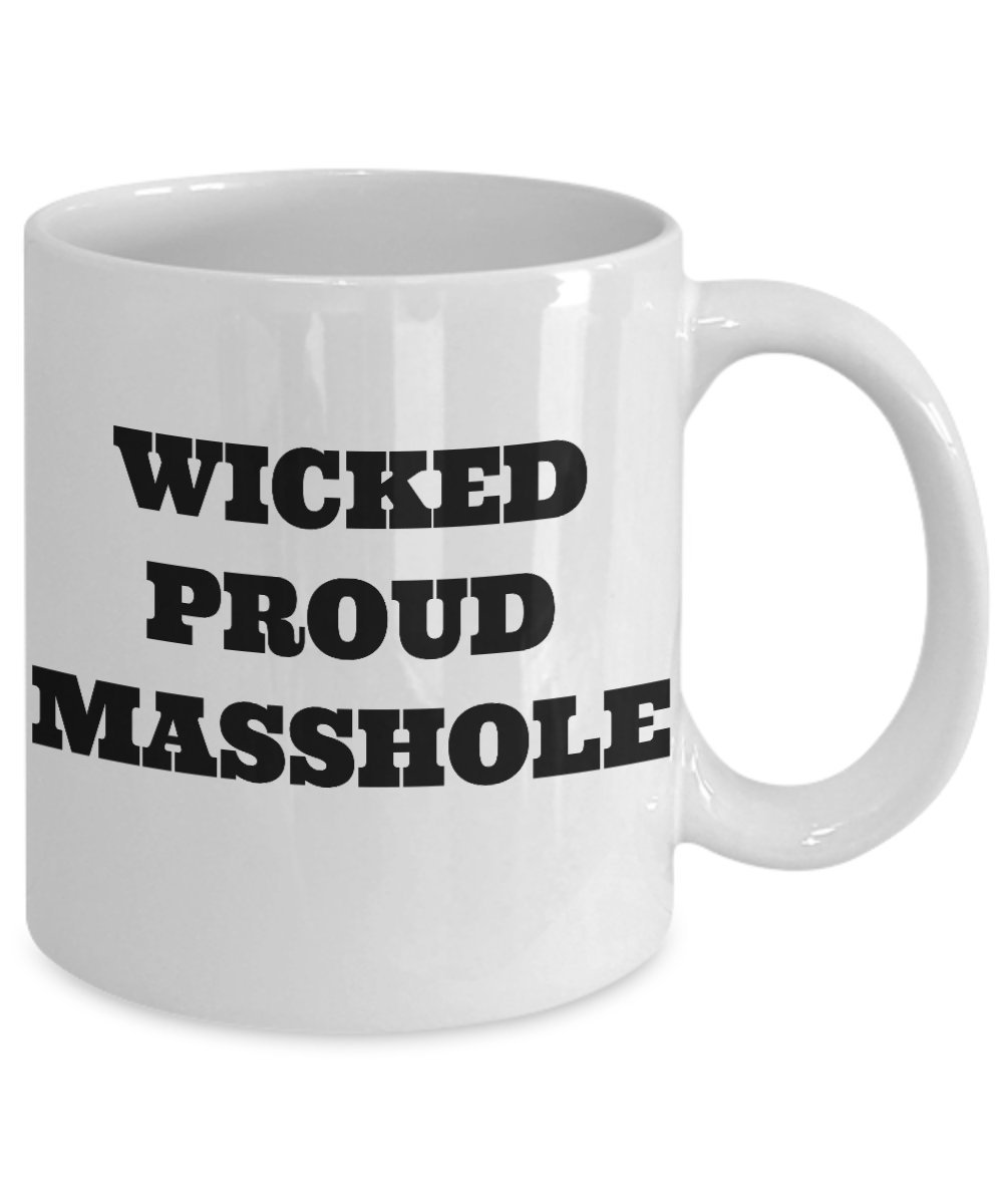Masshole Mug - Wicked Proud Coffee Cup for Dad | 11oz Ceramic White Coffee Mug | Perfect for Father's Day Gifts, Boston Pride & Morning Brews