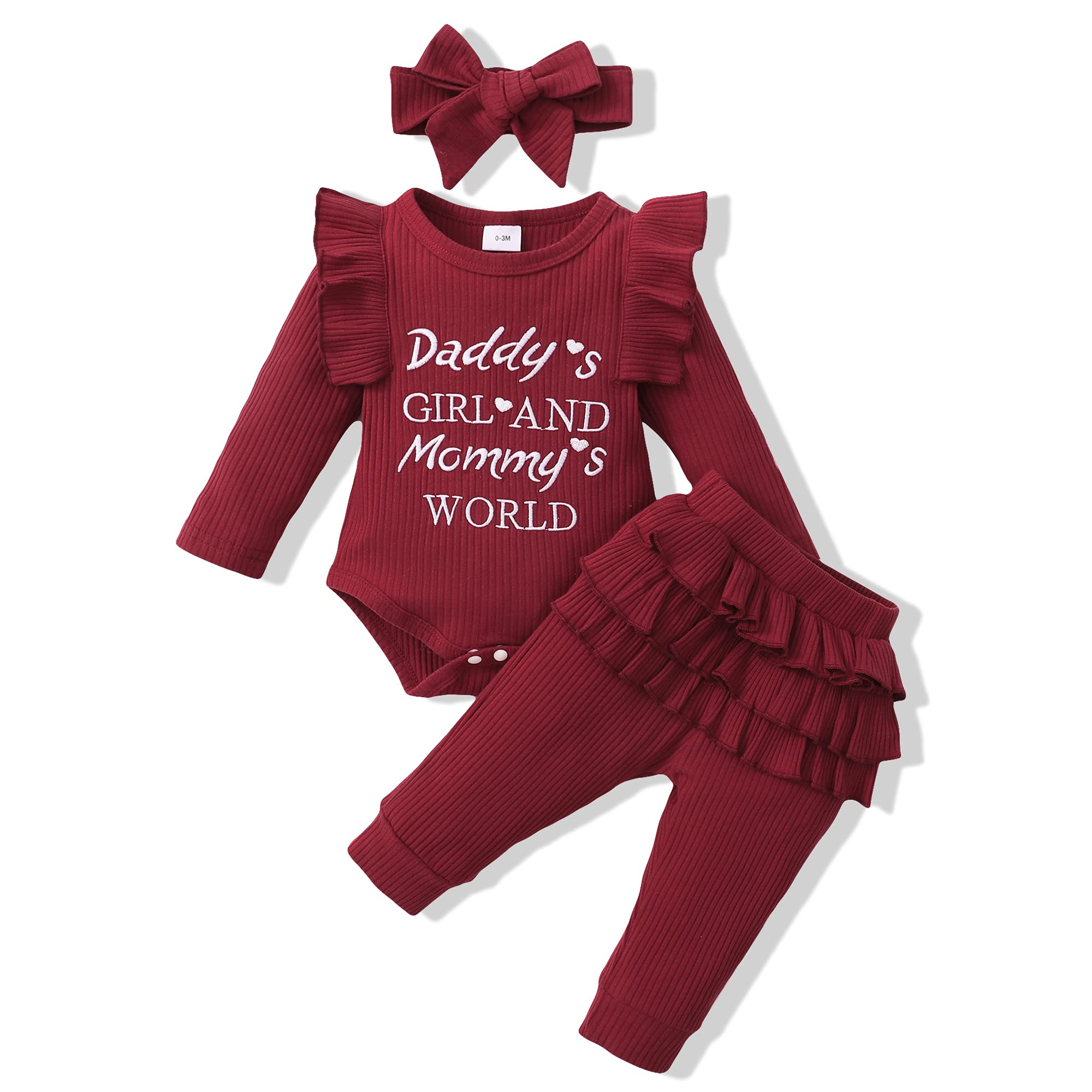 Renotemy Newborn Baby Girl Clothes Set - Floral Ruffle Romper & Pants Outfits for Infant Girls | Perfect for Festivals, Photo Shoots & Special Occasions