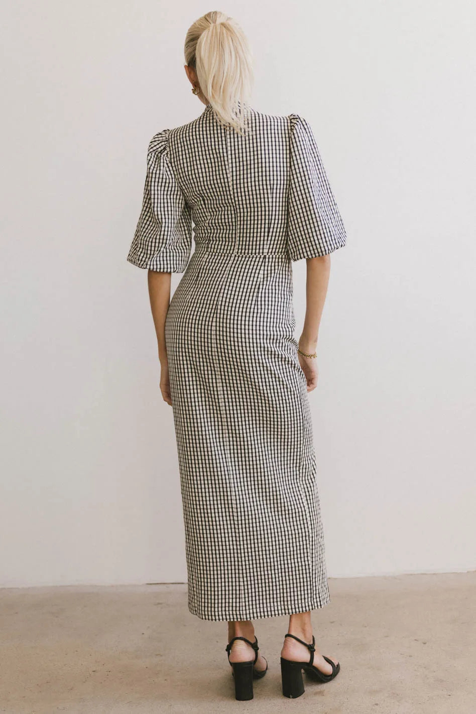 Alex Black Gingham Dress - Women's Floral Print Summer Dress for Casual Outings, Picnics & Beach Vacations