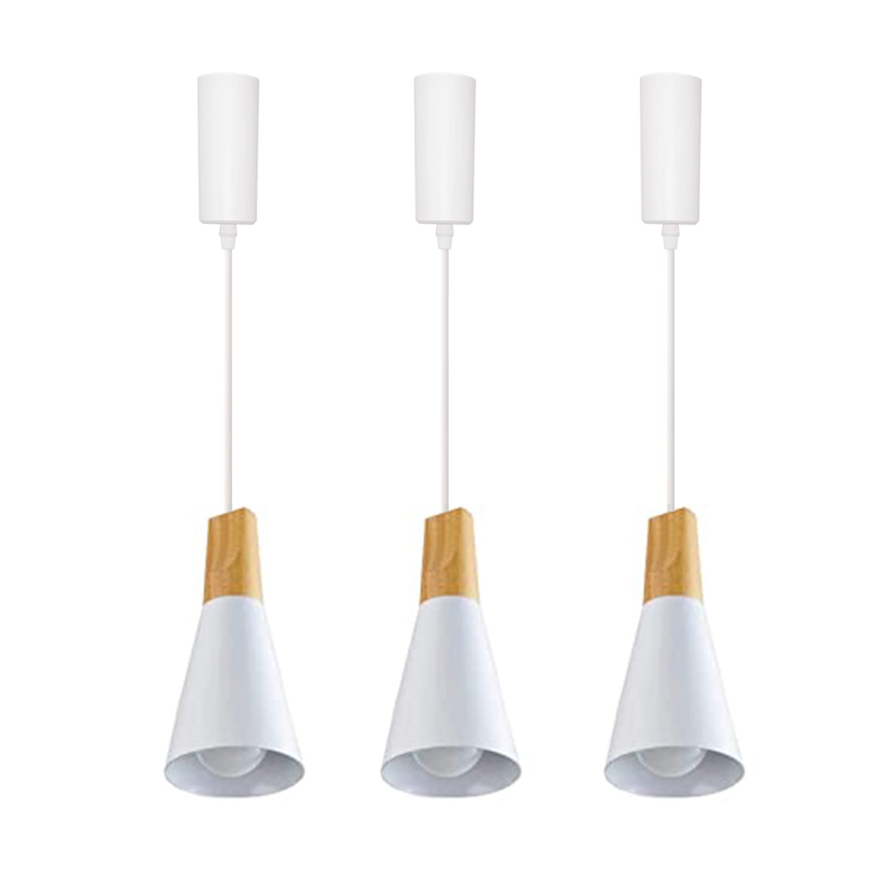 Kiven H-Type Adjustable Track Lighting Fixture - 3-Light Modern Pendant with White Lampshade (φ5.5