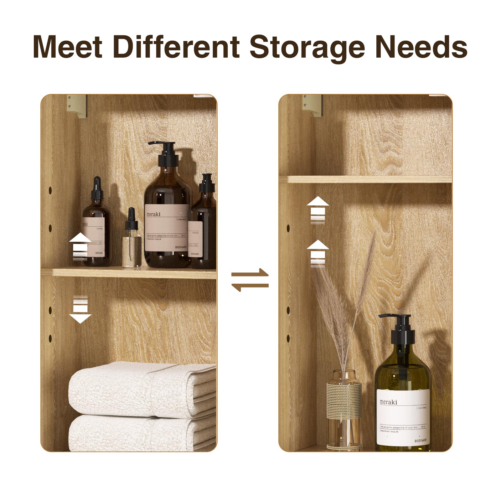 Rattan Bathroom Wall Cabinet with Door - Boho Medicine Cabinet with Adjustable Shelves, Tall Kitchen Storage Cabinet, Floating Hanging Cabinet Space Saver for Laundry Room - Natural Rattan Organizer for Bathroom, Kitchen & Home Decor (Perfect for Small Spaces & Clutter-Free Living)
