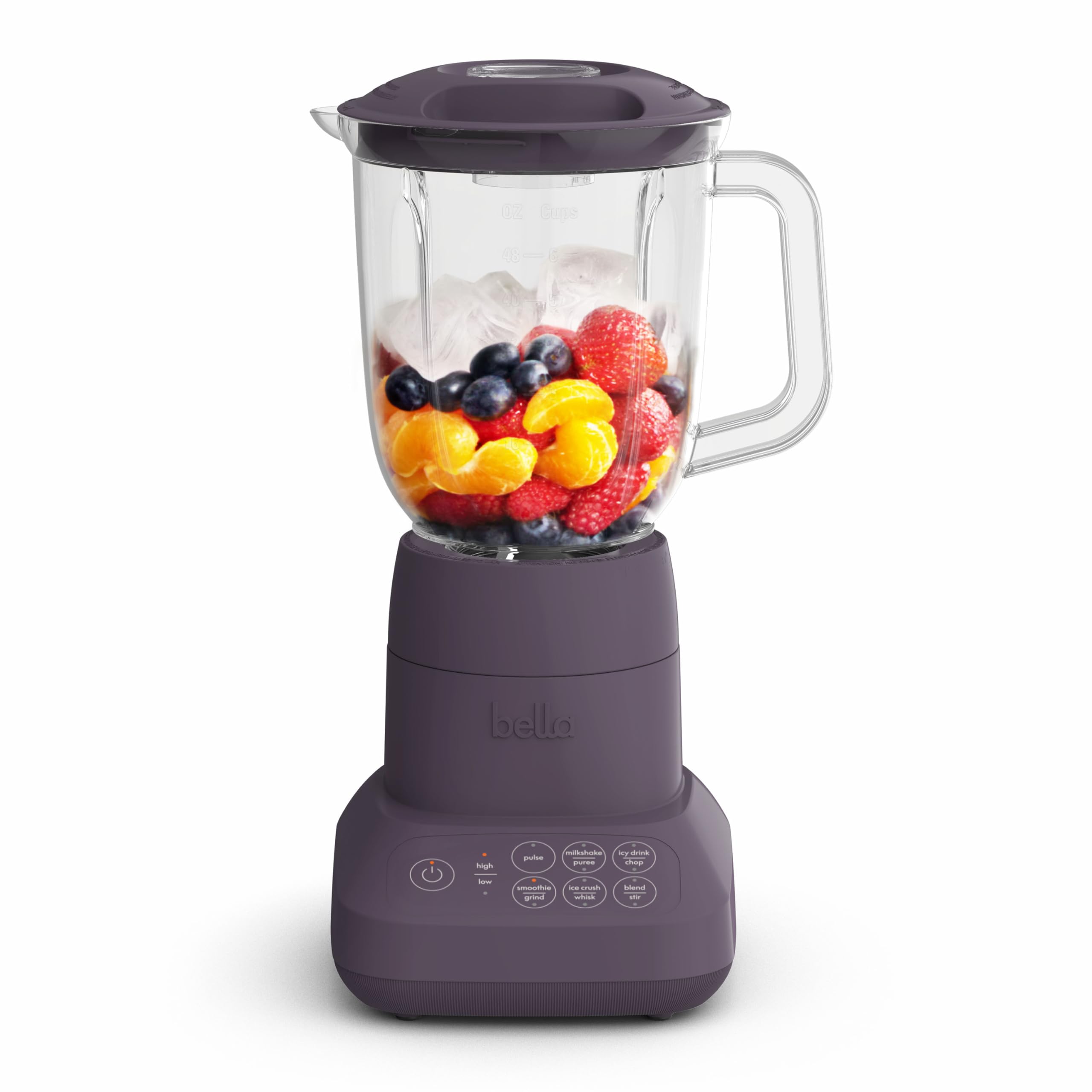 Bella 10-Speed Countertop Blender with Juicer & Smoothie Maker - Compact Fits-Anywhere™ Design, 48oz Dishwasher-Safe Pitcher, 450W Stainless Steel Blade - Perfect for Smoothies, Juicing & Meal Prep - Plum Color