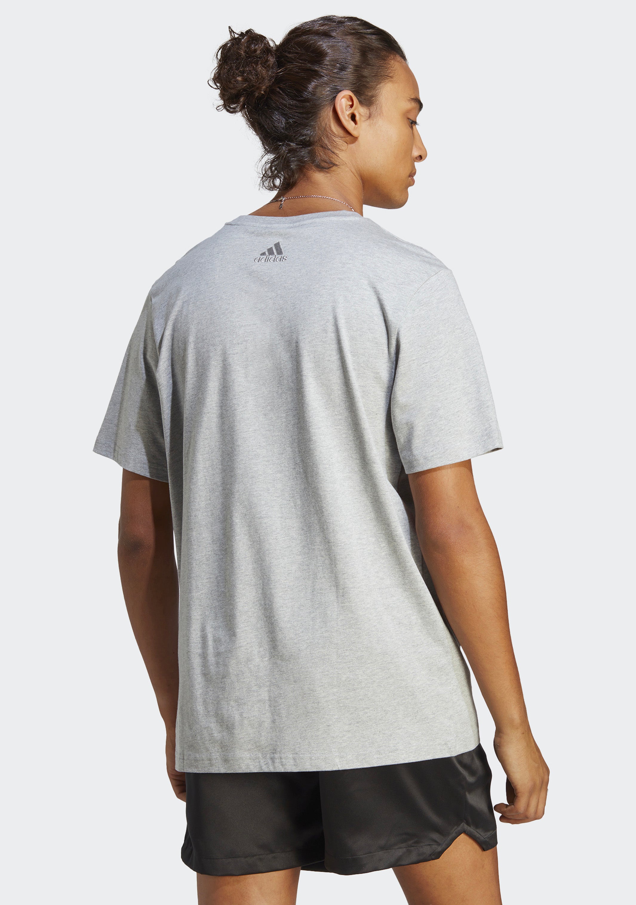 Adidas Men's Essentials Big Logo T-Shirt - Grey Cotton Jersey Tee for Casual Wear, Gym & Everyday Comfort