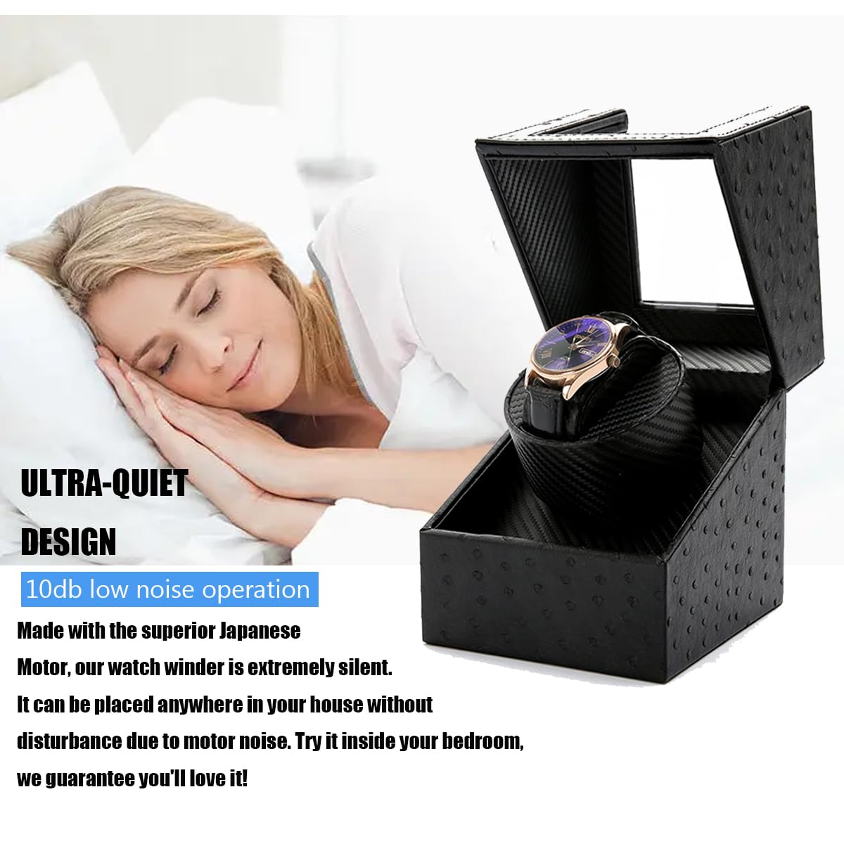 Premium Automatic Watch Winder with Japanese Motor & Battery Option - Luxury Watch Storage Box for Rolex, Omega & More - Perfect for Travel, Display & Watch Collection Care