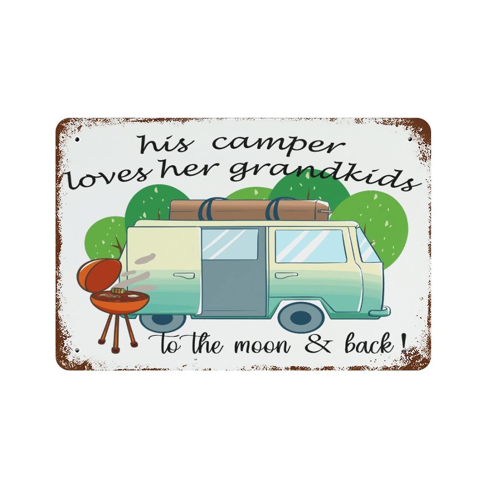Vintage Camping Metal Sign - 8x12 Inch Funny Outdoor Tin Sign for Patio, Garage & Man Cave Decor - Rustic Wall Art for Camping Enthusiasts & Home Accessories | Perfect for Outdoor Themed Rooms, Bars & Cabin Decor