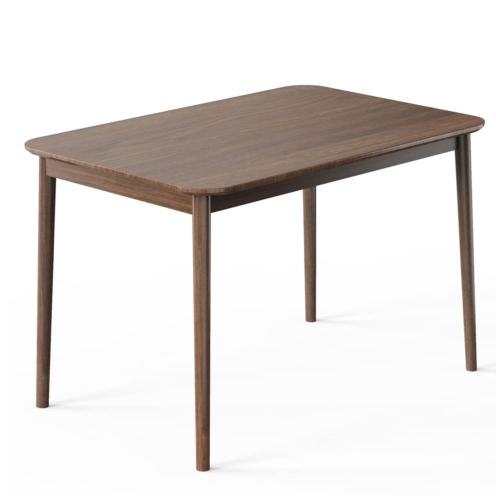Giantex 43 Inch Rectangular Dining Table - Mid Century Modern Kitchen Table & Vintage Coffee Table with Walnut Tabletop & Solid Wood Legs - Farmhouse Style Wooden Table for Dining Room, Kitchen, Living Room & Office
