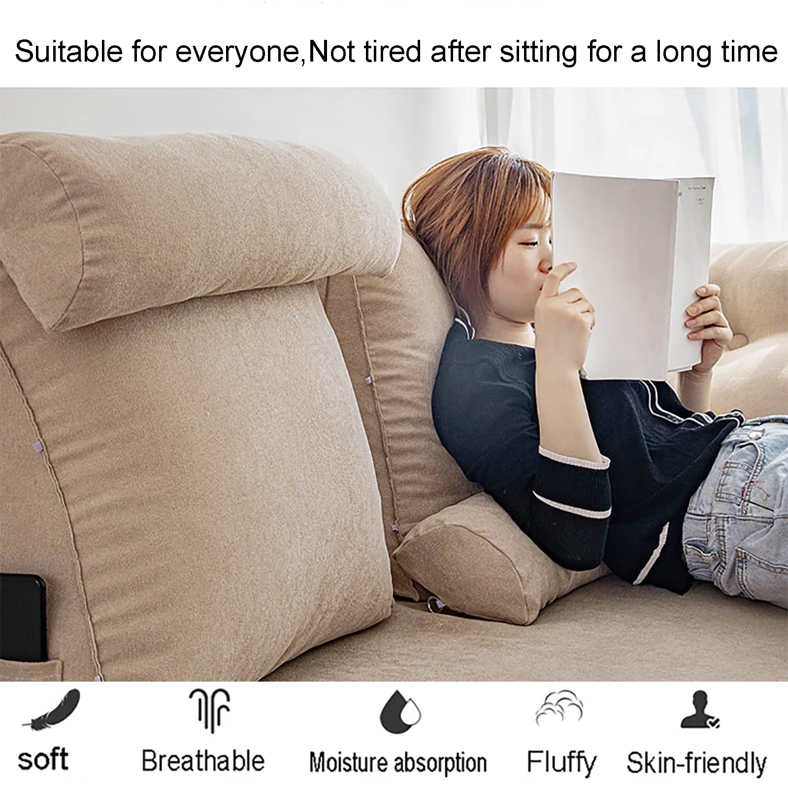 Triangular Backrest Positioning Pillow - Comfortable Wedge Pillow for Reading, Watching TV & Relaxing in Bed | Supportive PP Cotton Filling | Perfect for Back Pain Relief, Gaming & Lounge Activities
