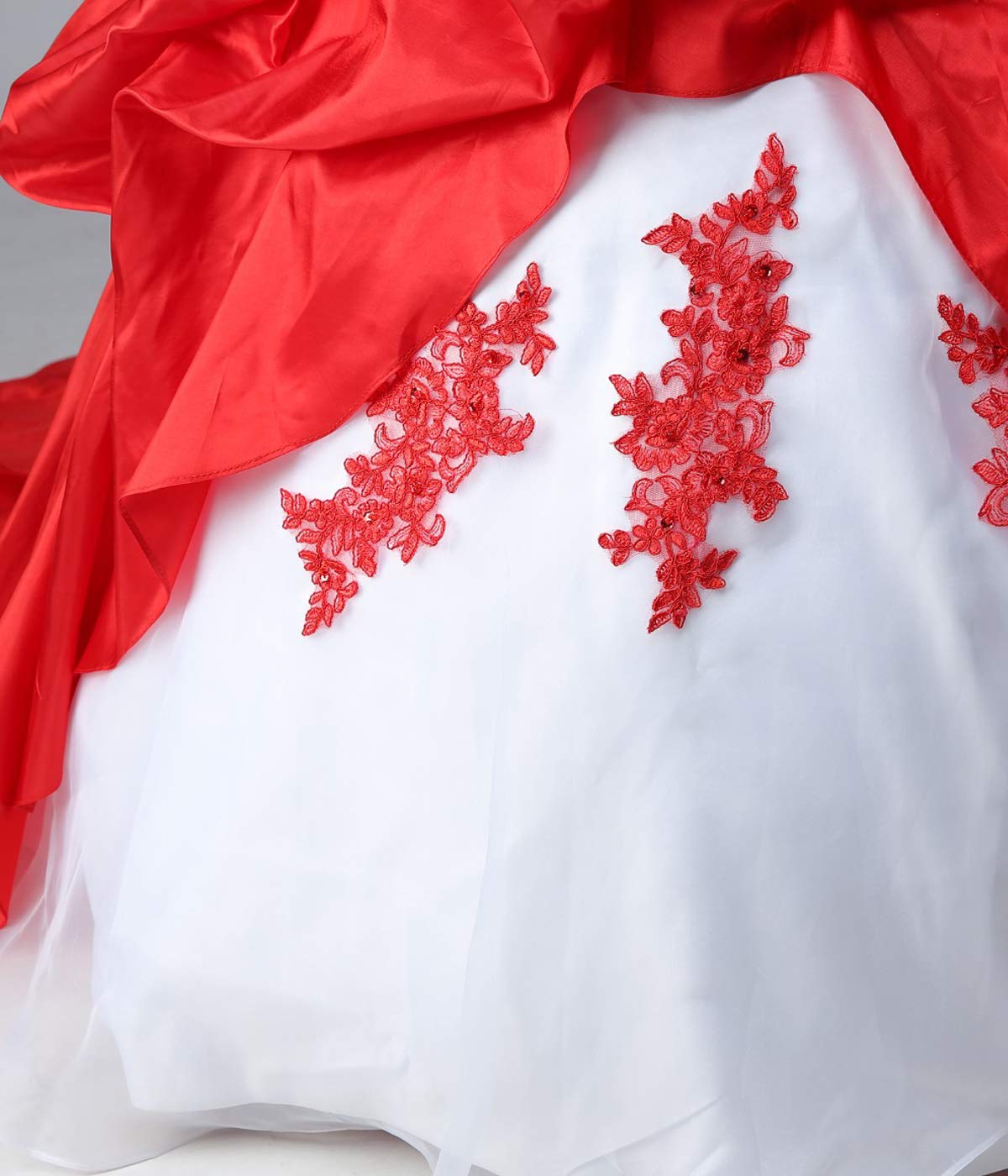 Black Red and White Plus Size Wedding Dress for Bride 2019 - Sweetheart Neckline with Train - Flower Girl & Bride Gowns for Church, Beach & Formal Weddings