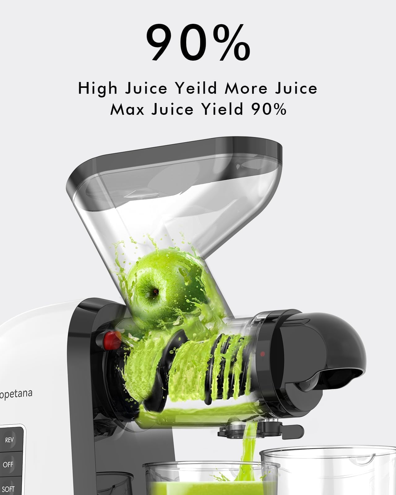 Premium Cold Press Juicer - Slow Masticating High-Yield Juice Extractor with Wide Dual-Feed Chute, Anti-Clog Reverse Function & Easy Cleaning - Perfect for Fruits, Vegetables, Wheatgrass, Celery & More - Ideal for Healthy Juicing at Home, Office or Gym - White