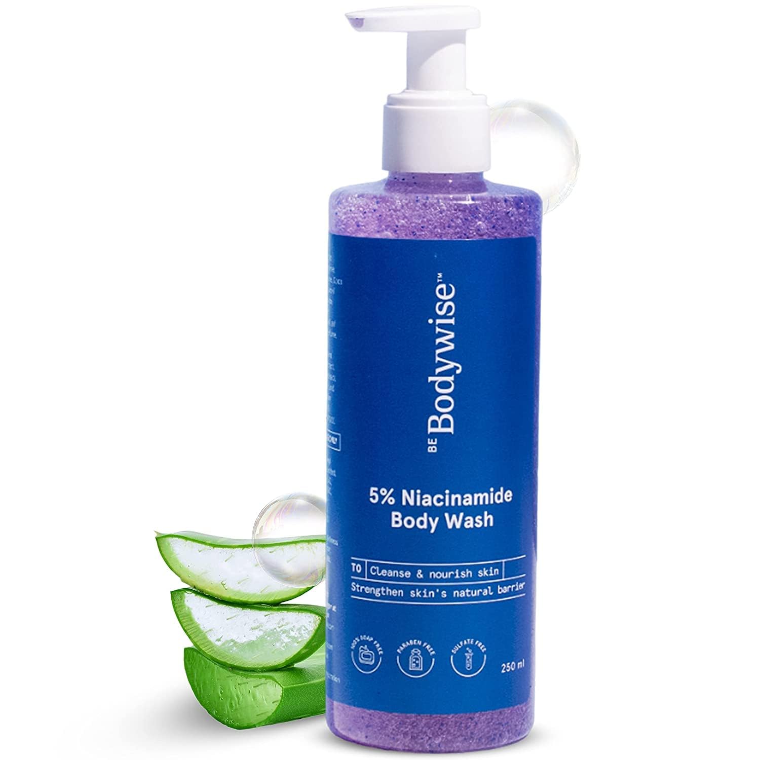 Niacinamide & Aloe Vera Body Wash for Hydration & Glowing Skin – Deep Cleansing, All Skin Types, 250ml | Daily Skincare & Post-Workout Refresh