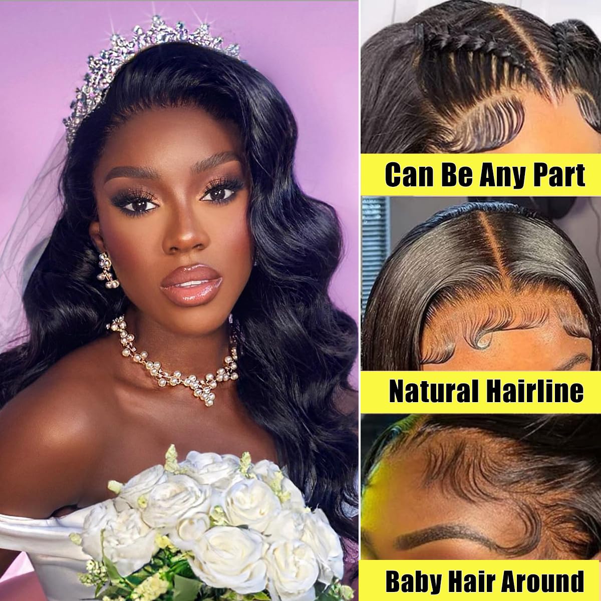 30 Inch Body Wave Lace Front Wigs Human Hair - Pre Plucked 180% Density 13x4 HD Transparent Frontal Glueless Wig with Baby Hair & Natural Hairline - Perfect for Black Women | Everyday Wear, Parties, Cosplay & Special Occasions
