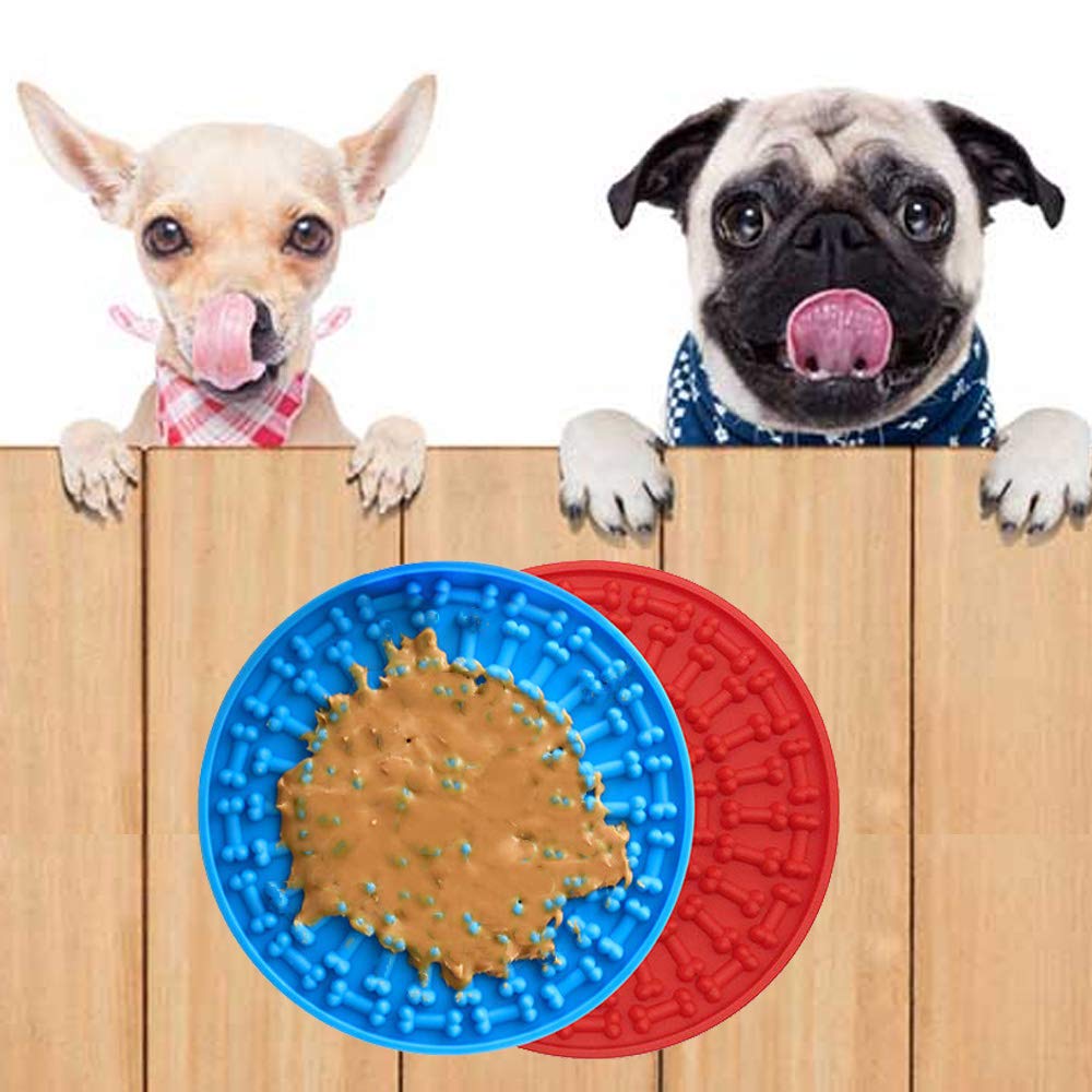 Dog Licking Pad for Shower & Grooming - 2 Pack Slow Feeder Peanut Butter Mat, Wall-Mounted Pet Bath Accessory for Dog Training & Anxiety Relief - Perfect for Bath Time, Grooming Sessions & Stress Relief