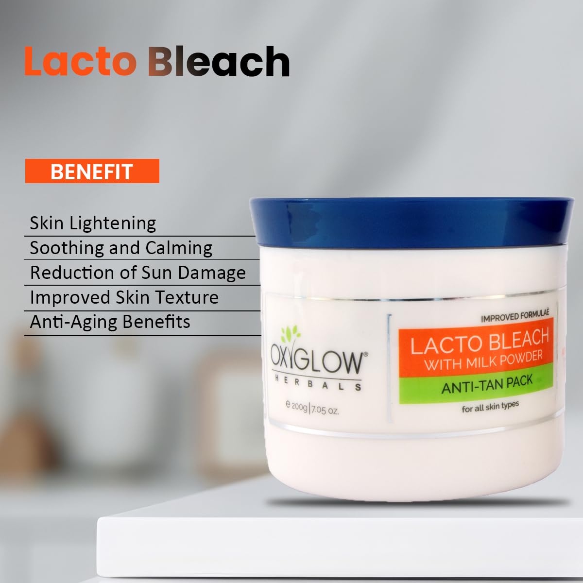 OxyGlow Herbals Bleach Cream with Milk Powder - Skin Whitening, Lightening & Brightening Treatment | Removes Tan & Hydrates Skin | 200g Herbal Face Bleach for Women | Perfect for Daily Skincare & Special Occasion Glow