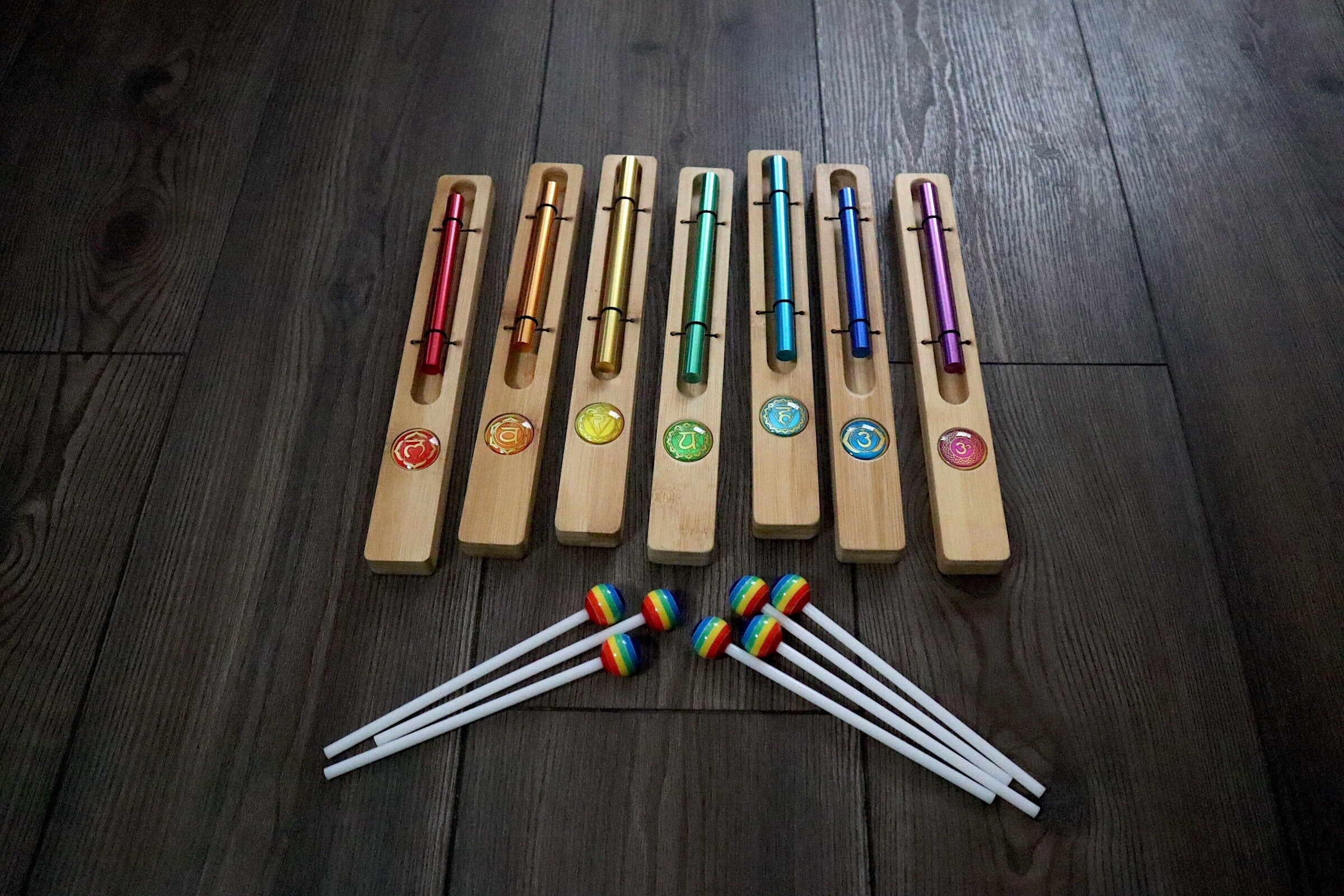 Xenergy Chime Single - Easy to Play Chakra Color Chime Set with Bubble Gum Percussion Stick | Meditation, Yoga, Sound Healing, Group Events & Gift Idea