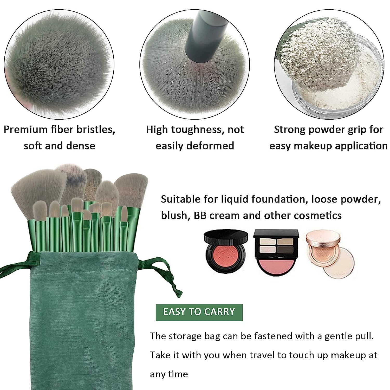 URBANMAC 13-Piece Professional Makeup Brush Set with Beauty Blender - Complete Eyeshadow Brush Kit Includes Premium Cloth Bag & 4 Boxed Foundation Sponges - Perfect for Makeup Artists, Beginners & Everyday Beauty Routine