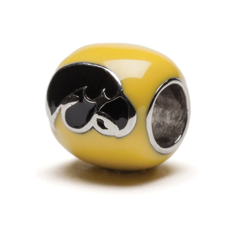 **Officially Licensed University of Iowa Jewelry - UI Hawkeyes Yellow & Black Stainless Steel Charms | UI Gifts for Students, Alumni & Fans | Perfect for Game Day, Graduation & Hawkeye Pride**