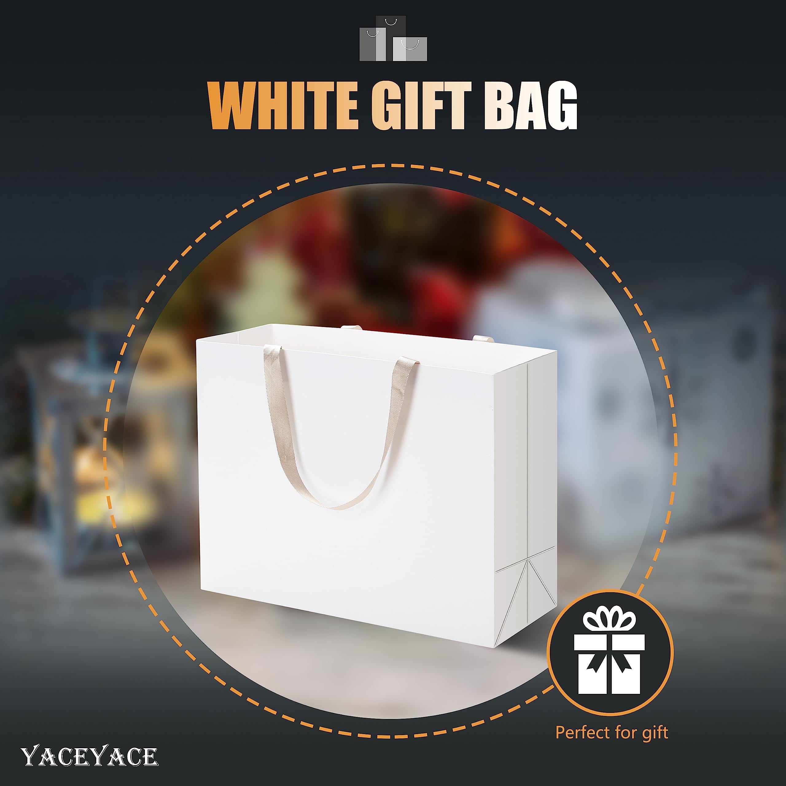 10-Pack Extra Large White Kraft Gift Bags with Handles - 16