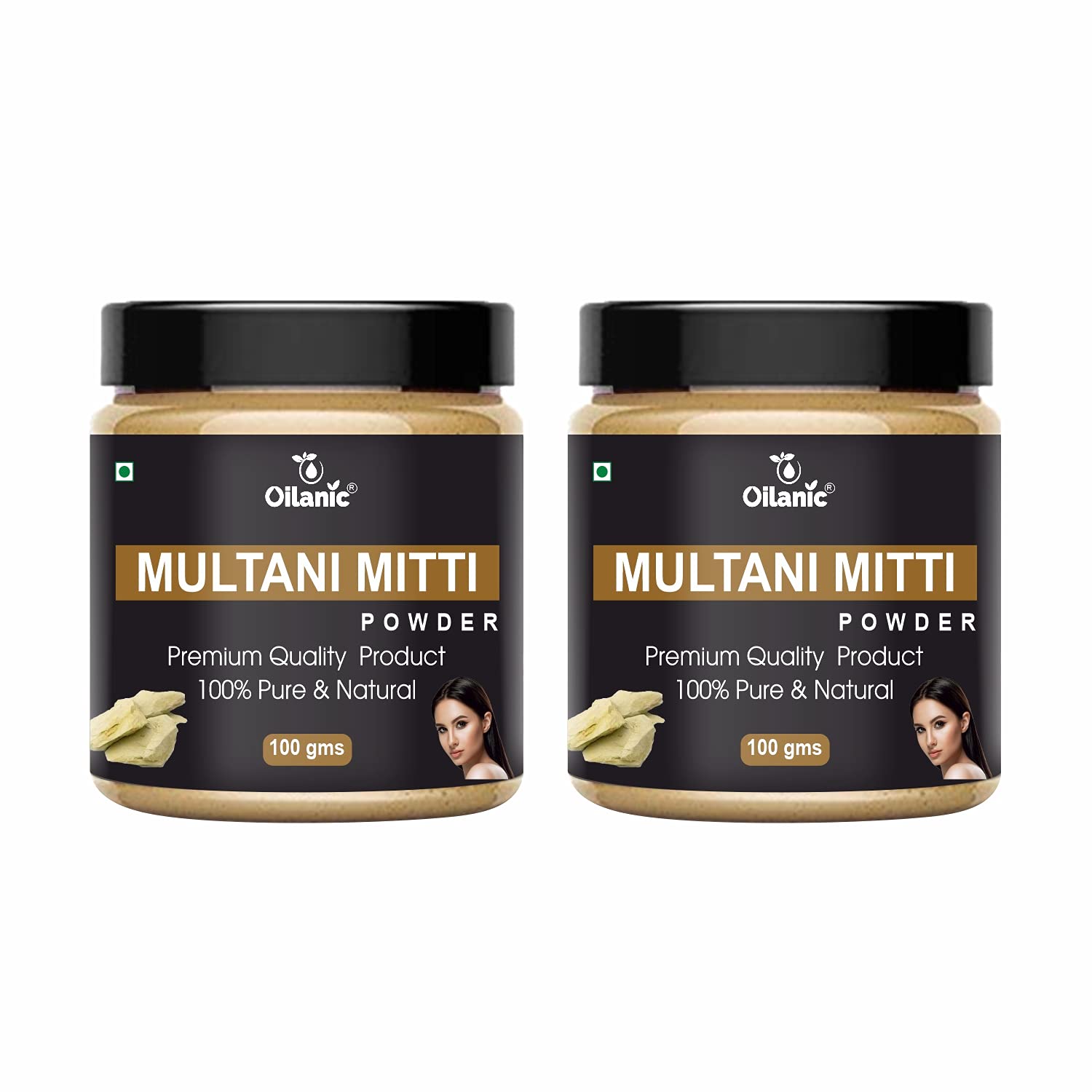 Oilanic 100% Pure Natural Multani Mitti Clay Powder for Skin & Hair - 2 Pack (200g Each) | Deep Cleansing Face Mask, Acne Treatment & Hair Care Solution | Spa Day, Detox & Glowing Skin Routine