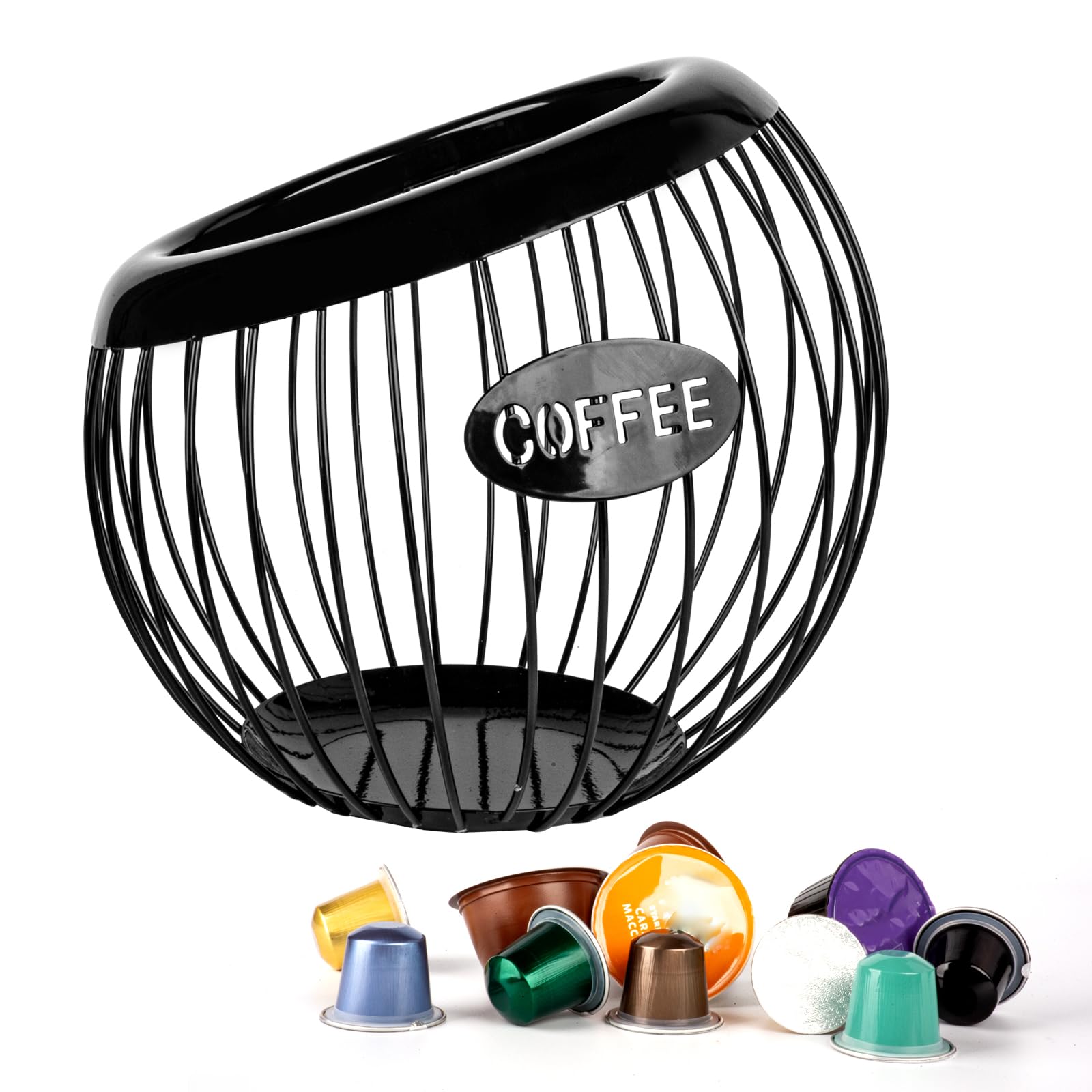 Stainless Steel Coffee Pod Holder - Durable Espresso Capsule Organizer for Keurig Nespresso Machines | Perfect for Home Office Kitchen Counter Storage (Black)