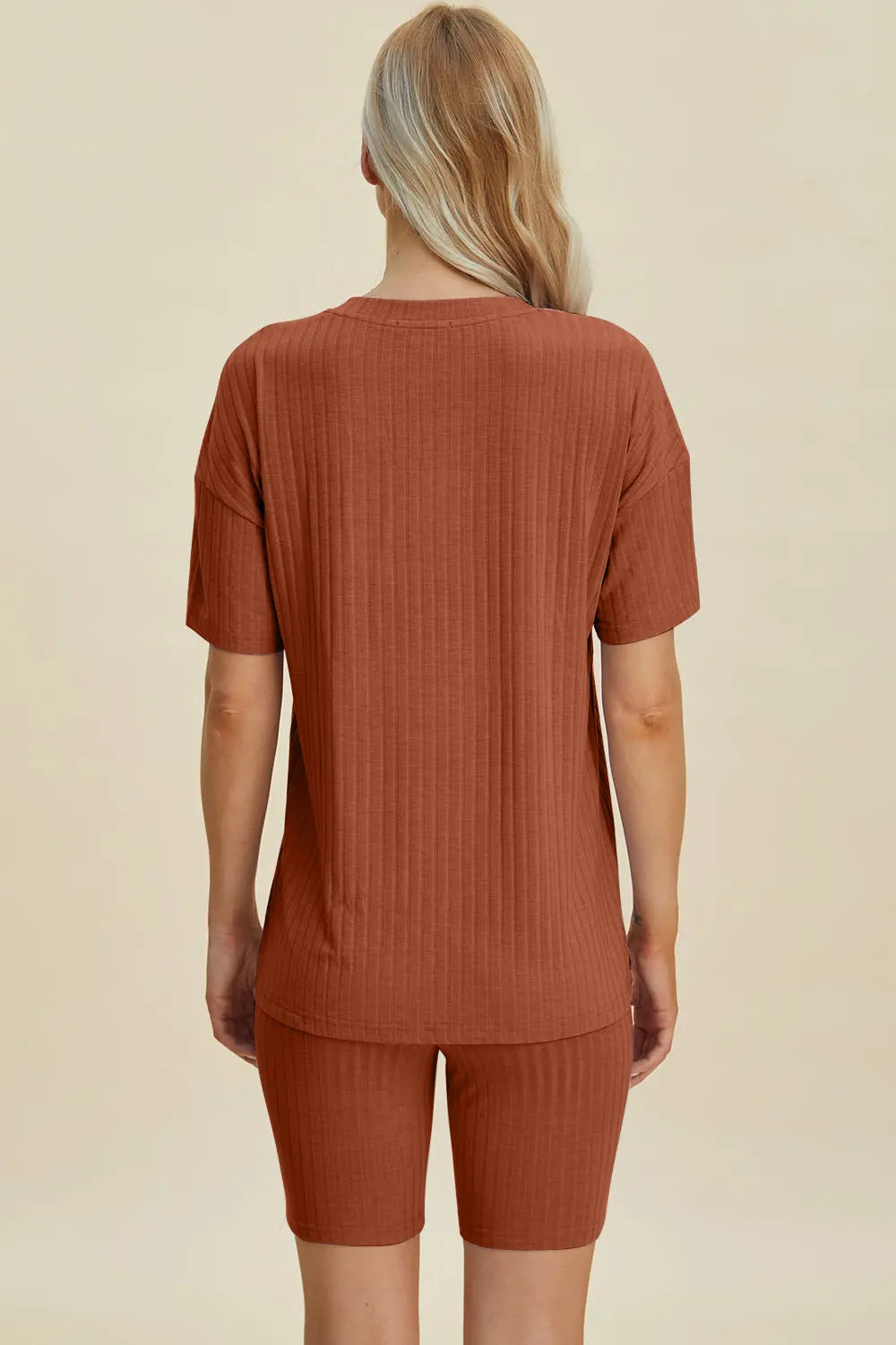 Basic Bae Full Size Ribbed V Neck Short Sleeve Top and Shorts Set - Women's Casual Summer Outfit for Beach, Lounge & Everyday Wear