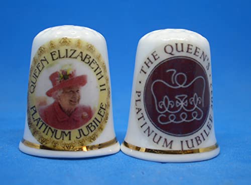 Birchcroft Collectible Thimble - Queen Elizabeth Jubilee 2022 Commemorative Edition | Royal Memorabilia & Gift for Tea Lovers