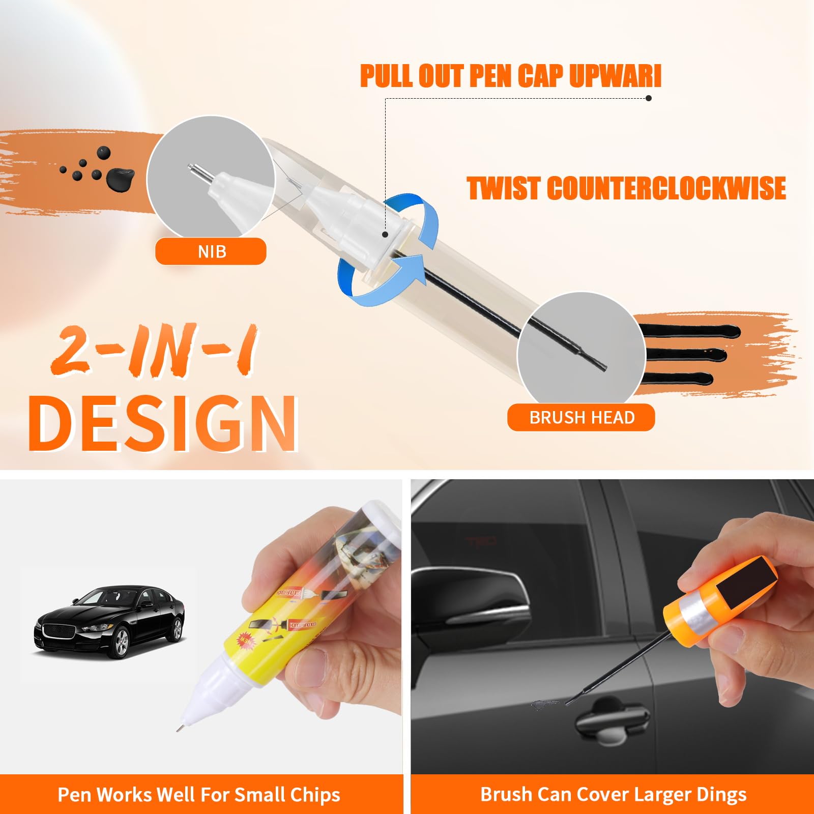 Car Touch Up Paint Pen - Black | Easy Scratch Repair for Cars | DIY Auto Fix