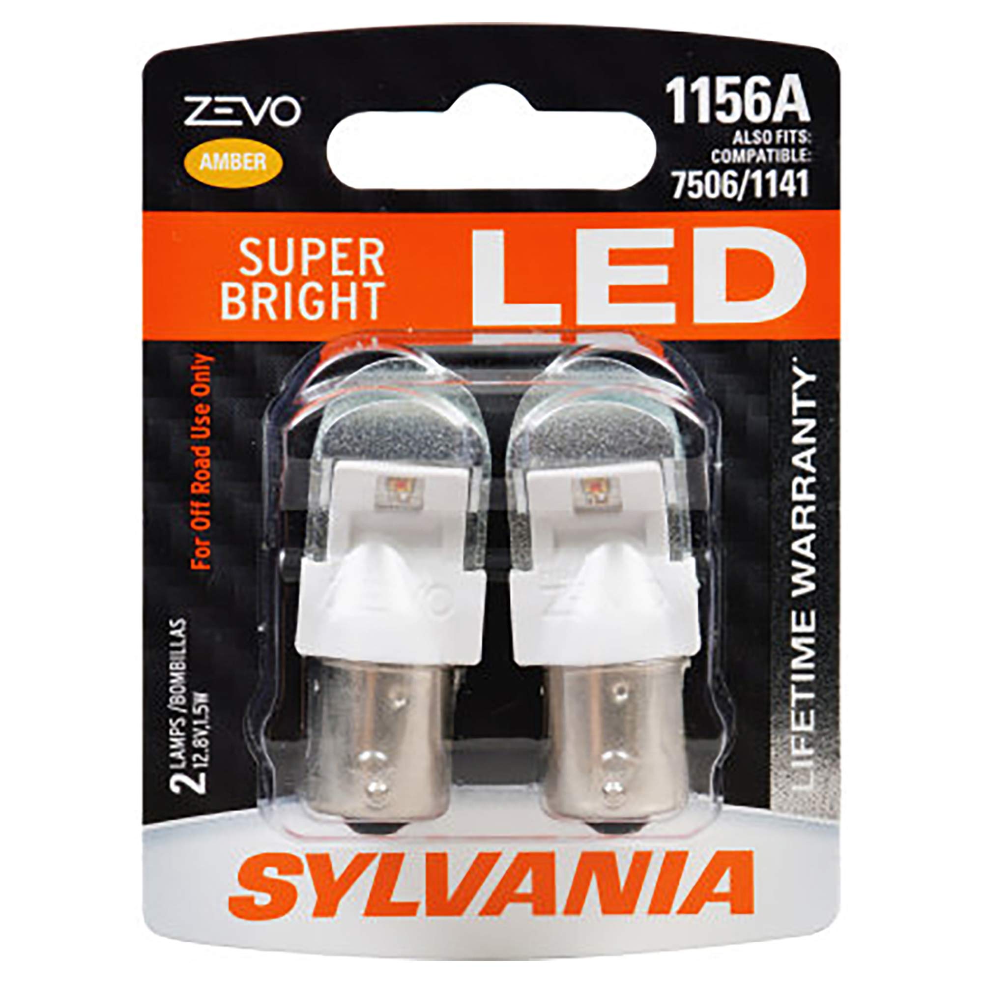 SYLVANIA 1156 ZEVO LED Amber Bulb - 2 Pack for Park & Turn Lights