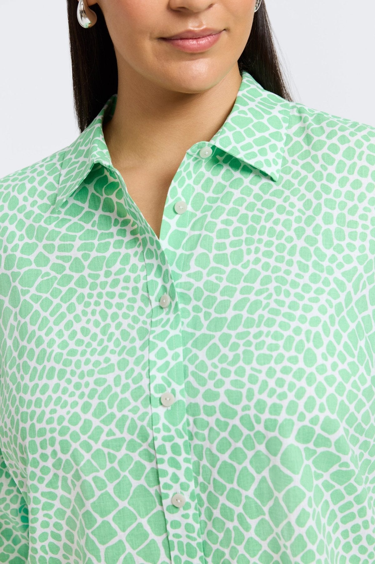 Meghan Plus Linen Giraffe Print Long Sleeve Shirt for Women - Casual Comfort Top for Work, Travel & Everyday Wear